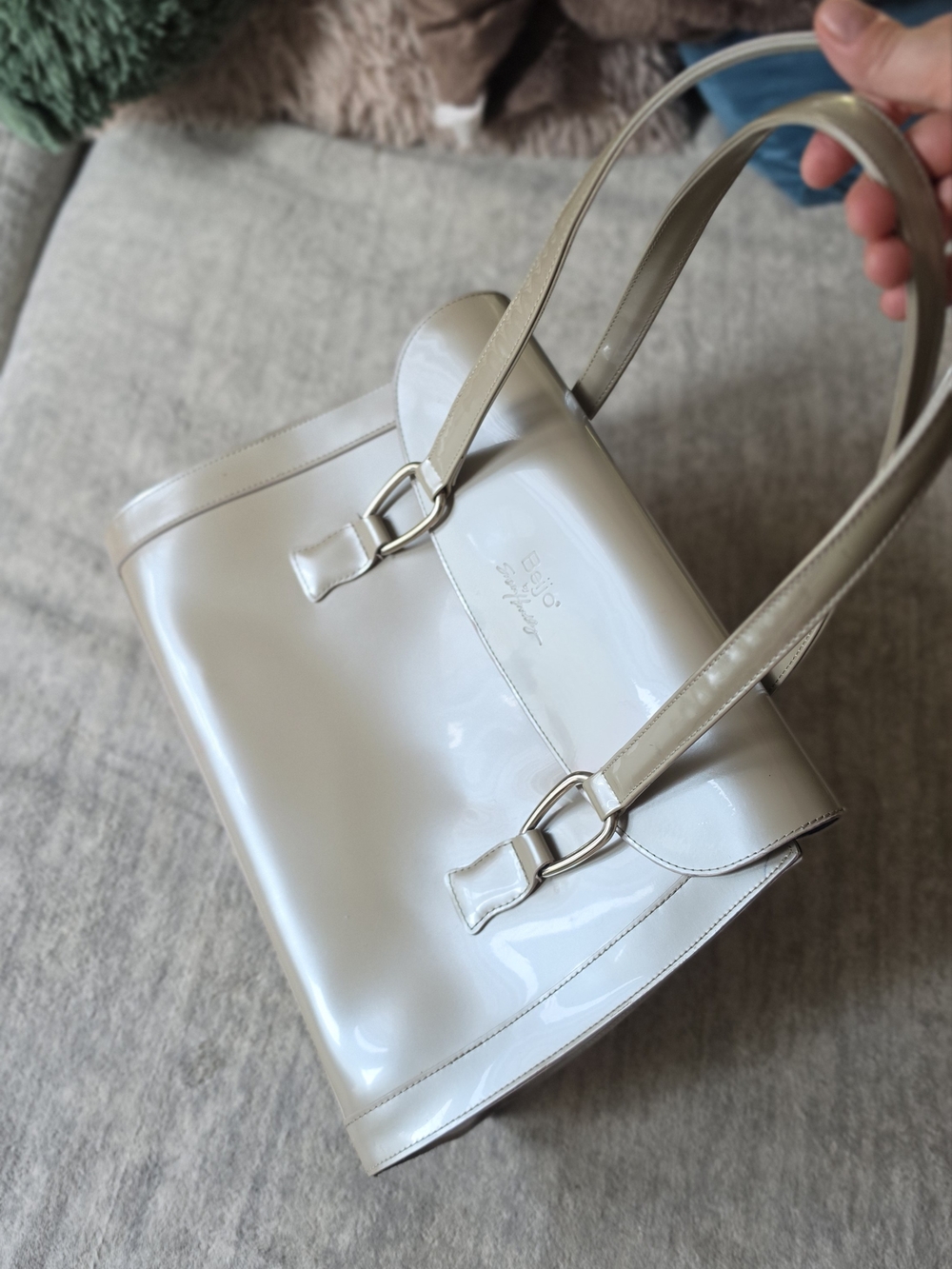 Beijo metallic silver tote handbag